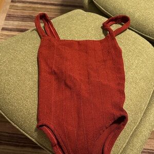 Red/Copper HUNZA G Metallic One Piece Swimsuit Bathing Suit